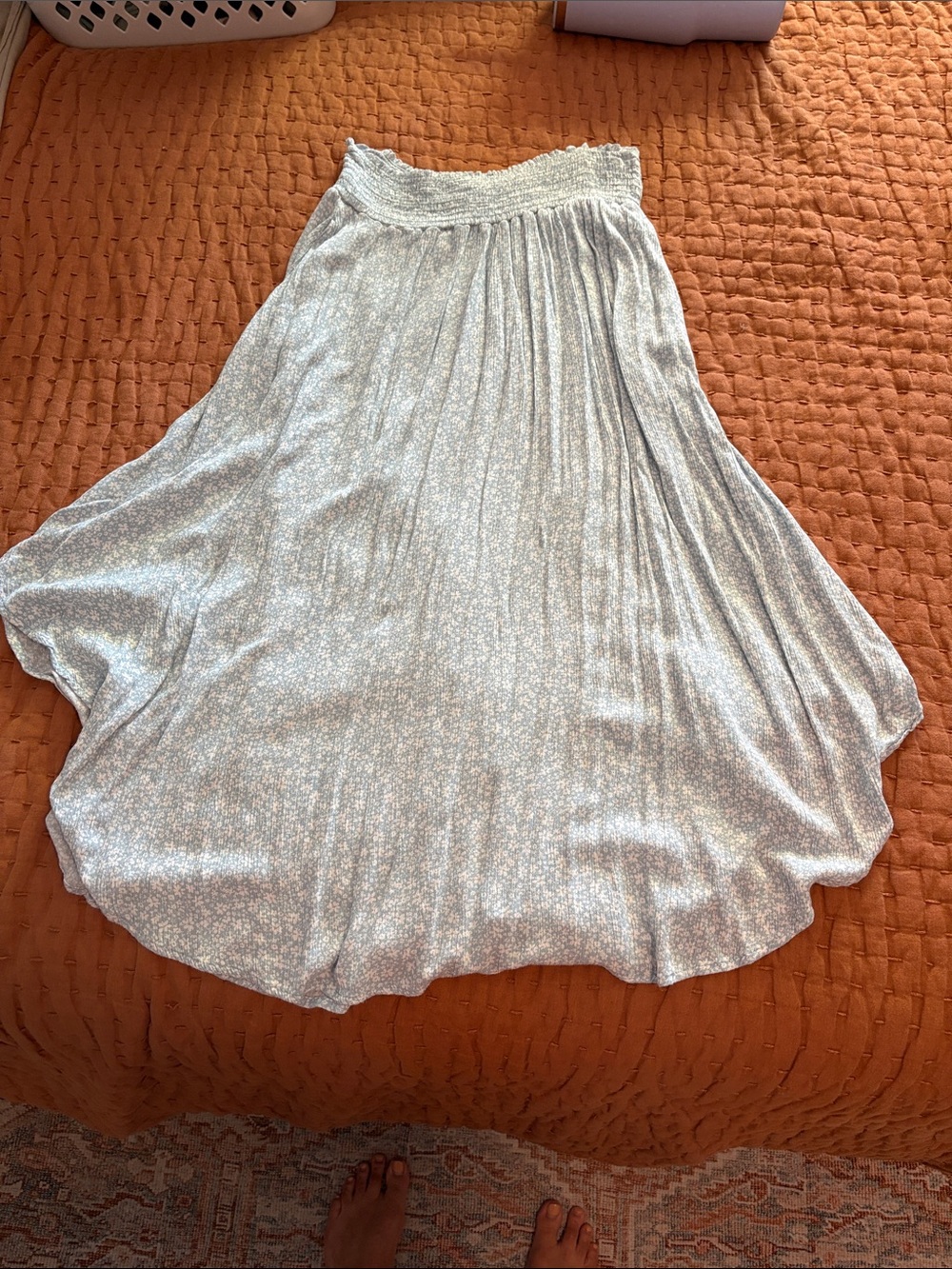 Final Touch Light Blue Floral Circle Skirt